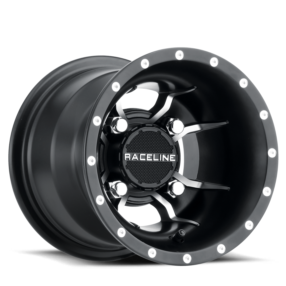 A77 Mamba wheel featuring a sleek black finish and polished accents, designed for offroad performance and style.