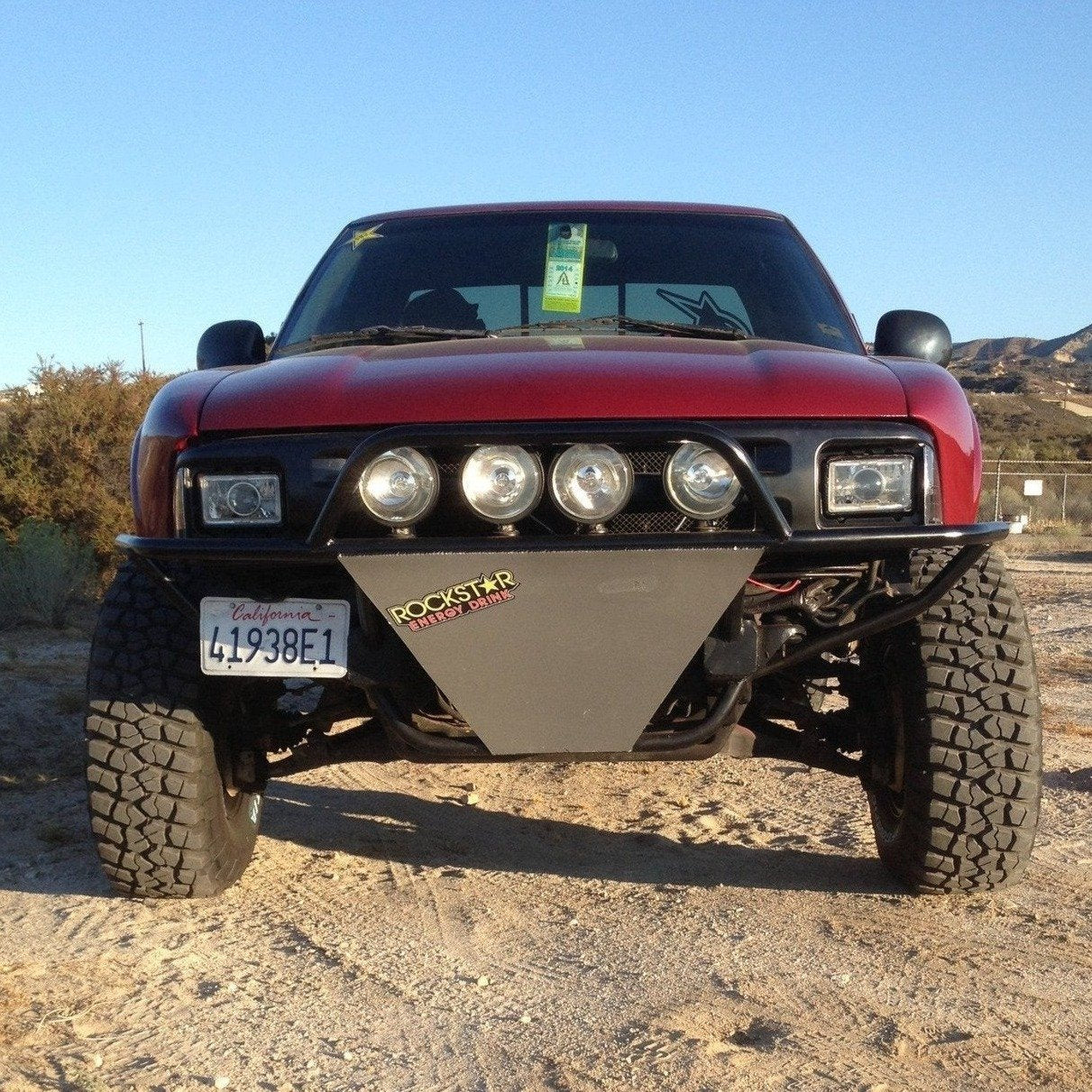 Chevy S-10 in the Desert with fiberglass flared offroad prerunner fenders