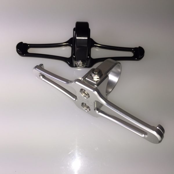 Axia Alloys headset and goggle hanger in black and silver, designed for easy mounting on offroad vehicles.