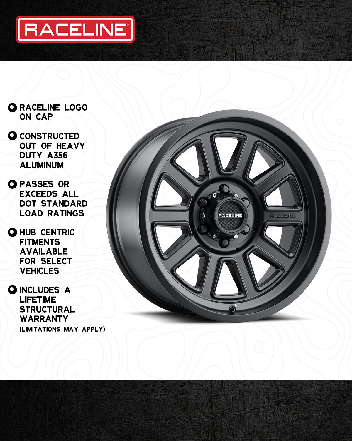 Raceline 943B Magnum wheel featuring a sleek design, heavy-duty aluminum construction, and hub-centric fitments for select vehicles.