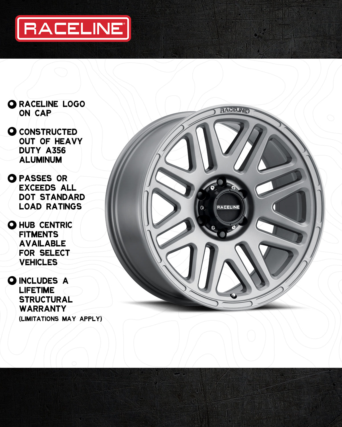 Aluminum 944GS Outlander wheel by Raceline, featuring a sleek design and hub-centric fitment for select vehicles.