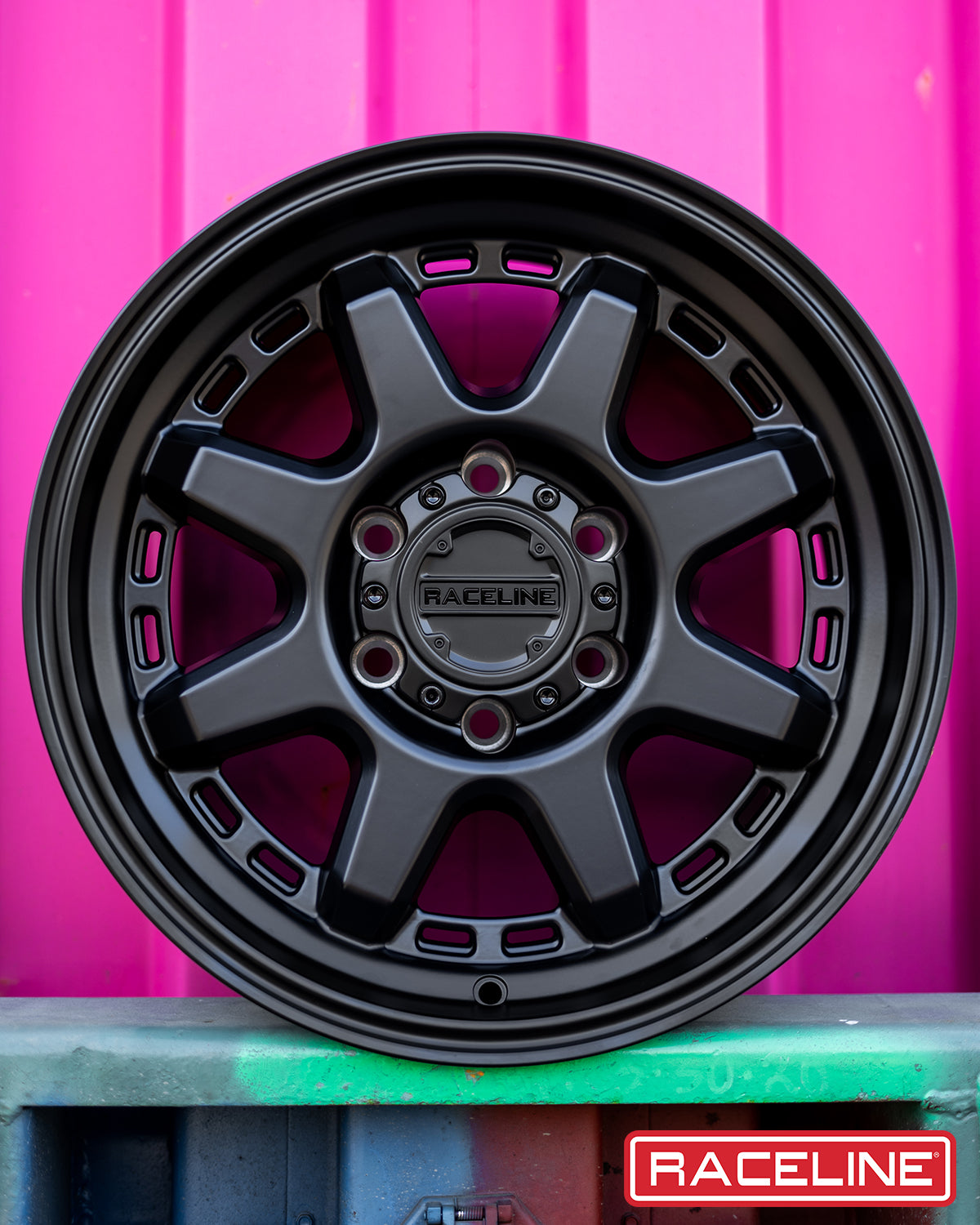 Black Raceline 947B Scout wheel featuring a bold design with multiple spokes, ideal for offroad vehicles.