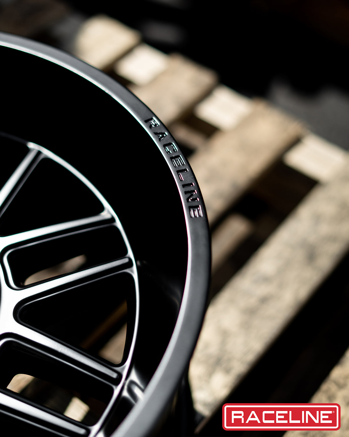 Close-up of the Raceline 948B Split wheel showcasing its sleek design and detailed finish, perfect for off-road vehicles.