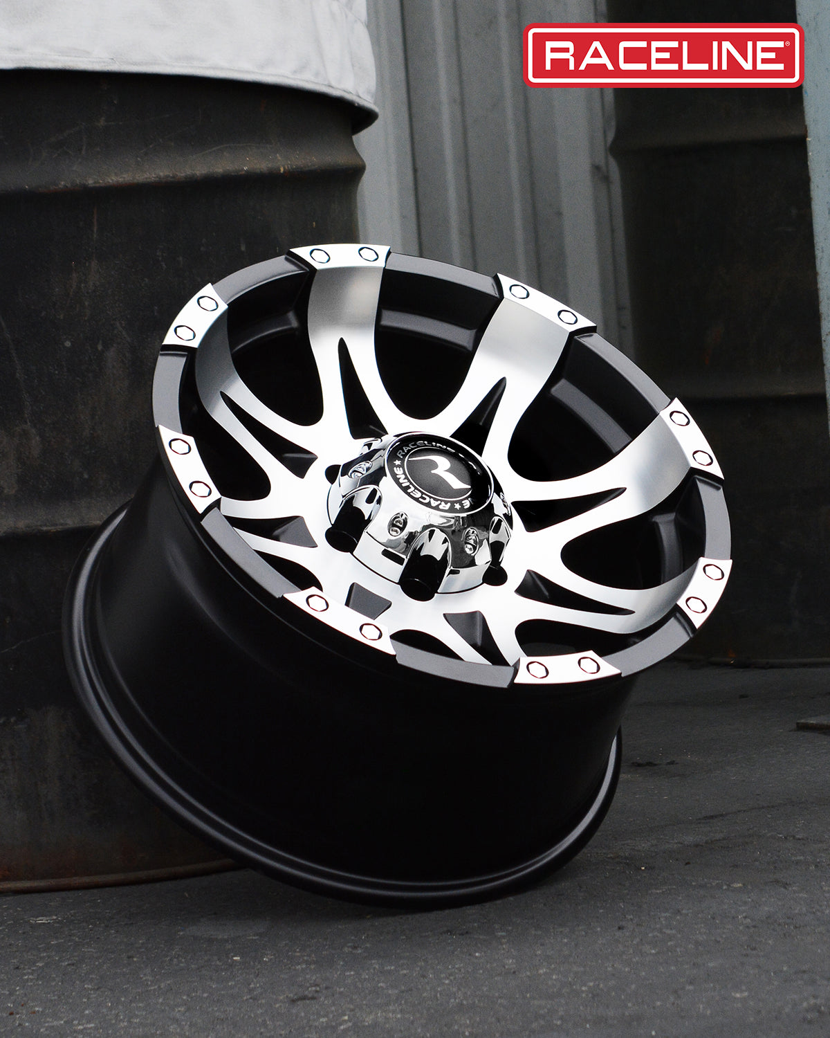 Machined 982 Raptor wheel showcasing a sleek design with polished accents, ideal for trucks and offroad vehicles.