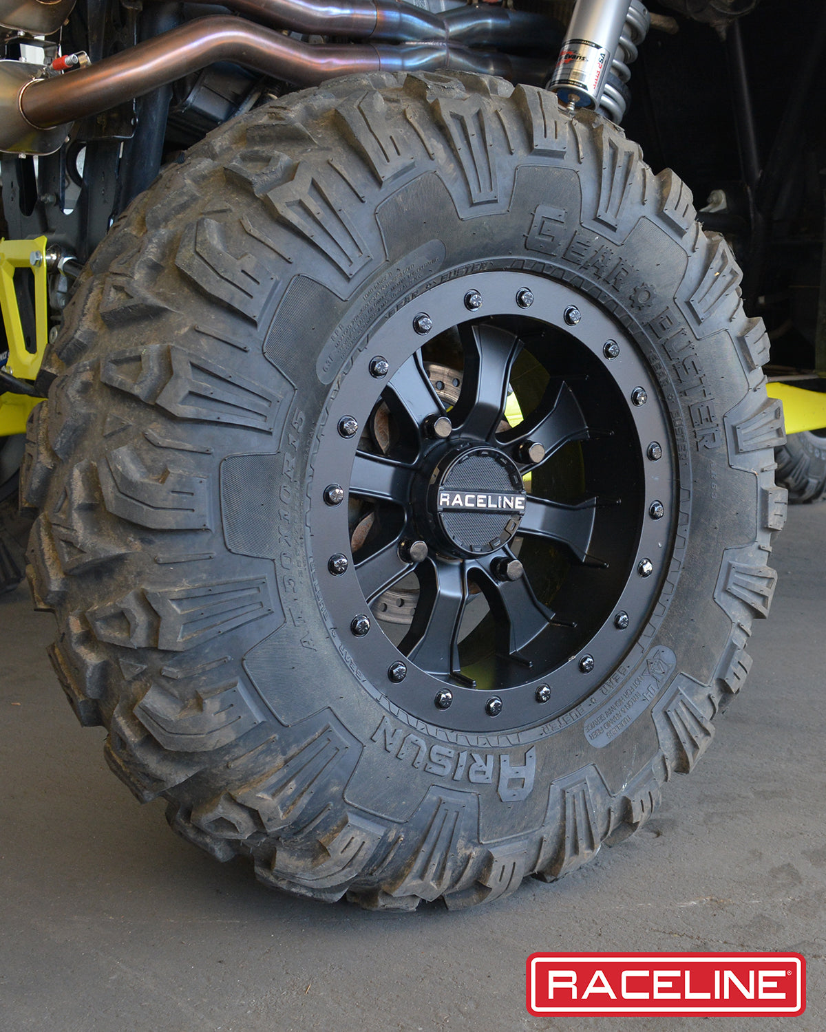 A71B Black Mamba Beadlock wheel featuring a rugged design and aggressive tread pattern for offroad vehicles.