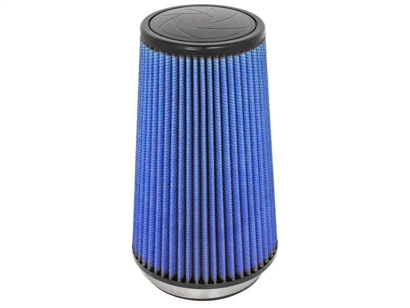 aFe MagnumFLOW Air Filter with a blue pleated design, measuring 4-1/2 inches in diameter and 10 inches in height.