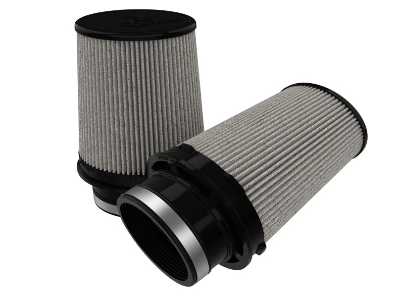 aFe Black Series replacement filters with Pro DRY S media, featuring a cylindrical design for enhanced airflow and filtration.