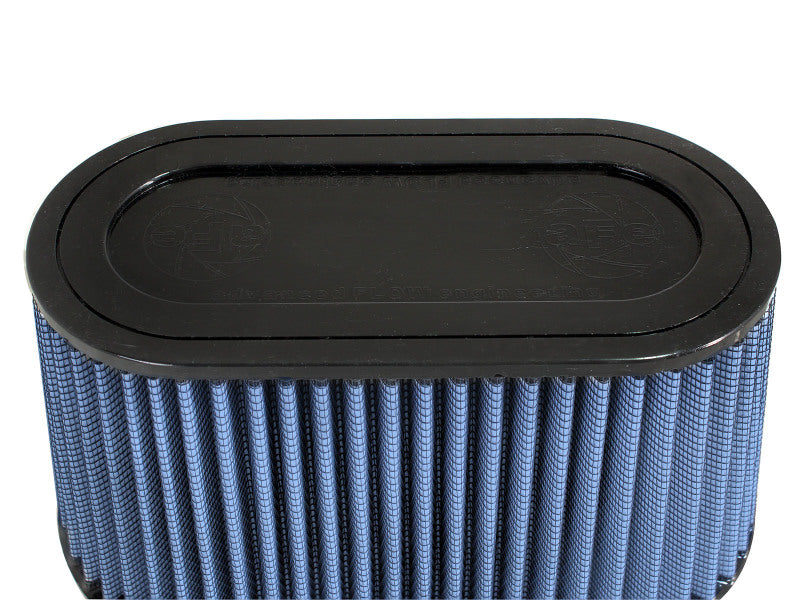 aFe MagnumFLOW Pro 5R universal air filter featuring a cylindrical design with blue filter media and a black top.