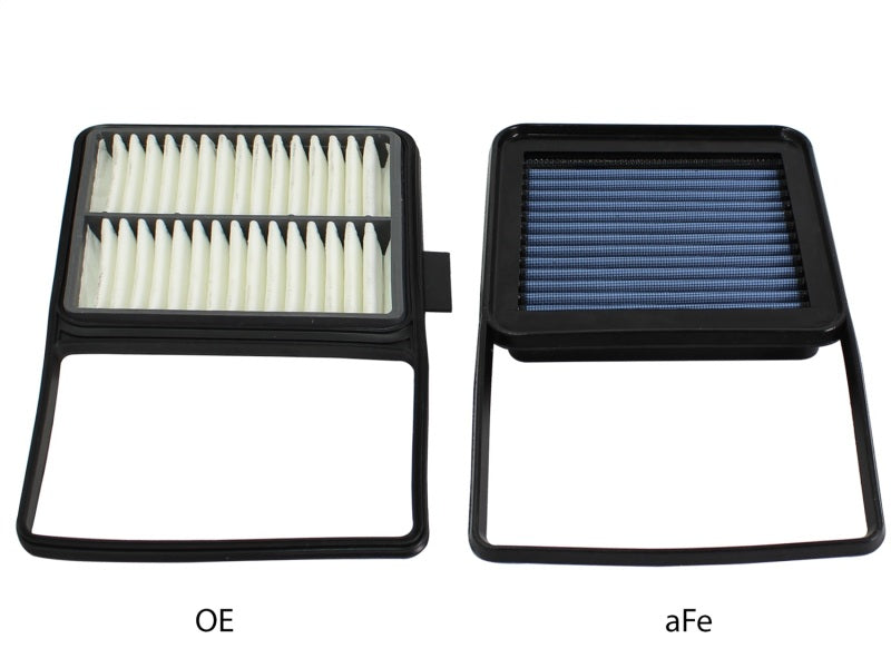 aFe Magnum FLOW OER Pro 5R air filter comparison for 2004-2009 Toyota Prius, showcasing OE and aFe designs side by side.