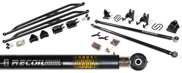 BDS Traction Bar Kit featuring heavy-duty bars, mounting hardware, and components for improved vehicle stability and traction.