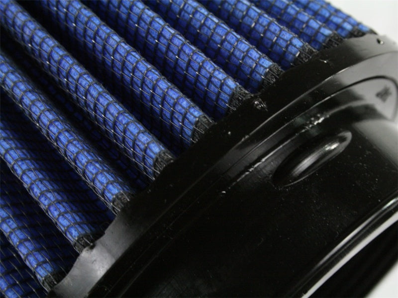 aFe MagnumFLOW Air Filter featuring a blue mesh design and black frame, optimized for improved airflow and performance.