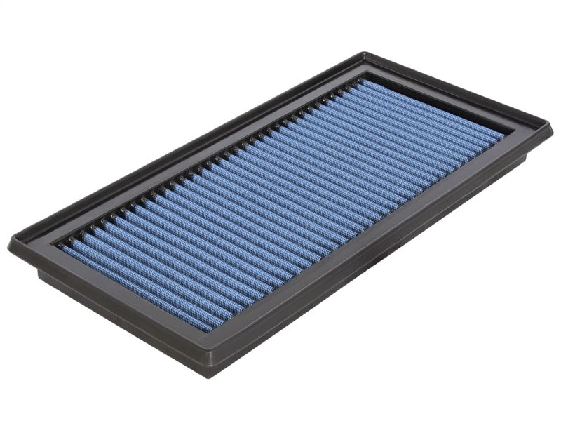 aFe MagnumFLOW Air Filter for Chevrolet Corvette 97-04, featuring a blue filter media in a black frame, designed for improved airflow.