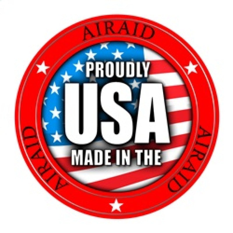 Airaid logo featuring "Proudly Made in the USA" text over an American flag background, emphasizing quality and patriotism.