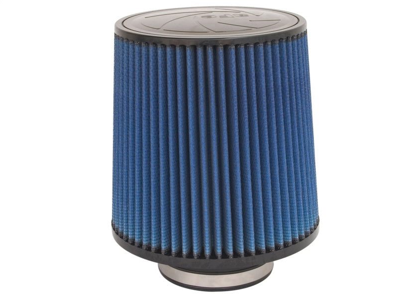 aFe MagnumFLOW Air Filter with blue pleated design, designed for improved airflow and engine performance.
