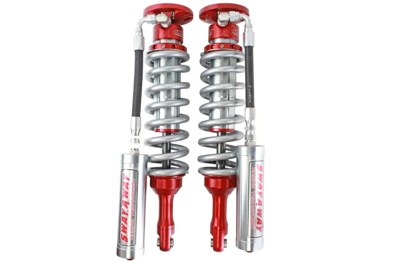 aFe Sway-A-Way 2.5 Front Coilover Kit for Toyota Tacoma and 4Runner features remote reservoirs and durable construction.