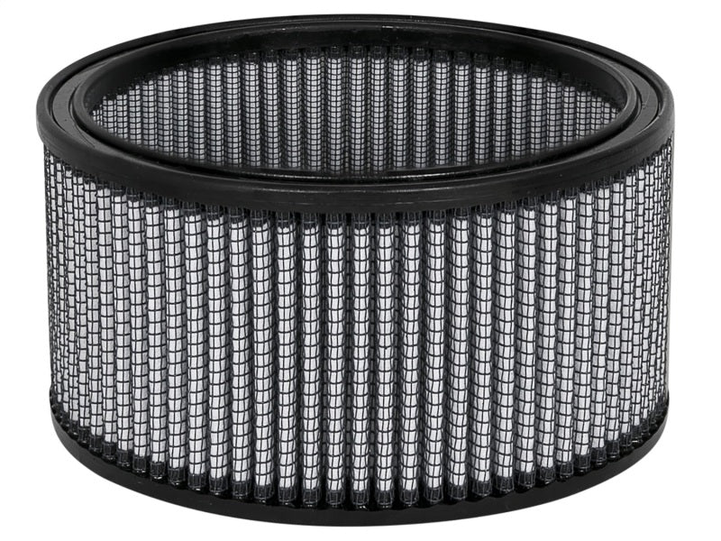 aFe Magnum FLOW Round Racing Air Filter with 6in outer diameter, 5in inner diameter, and 3-1/2in height for enhanced airflow.