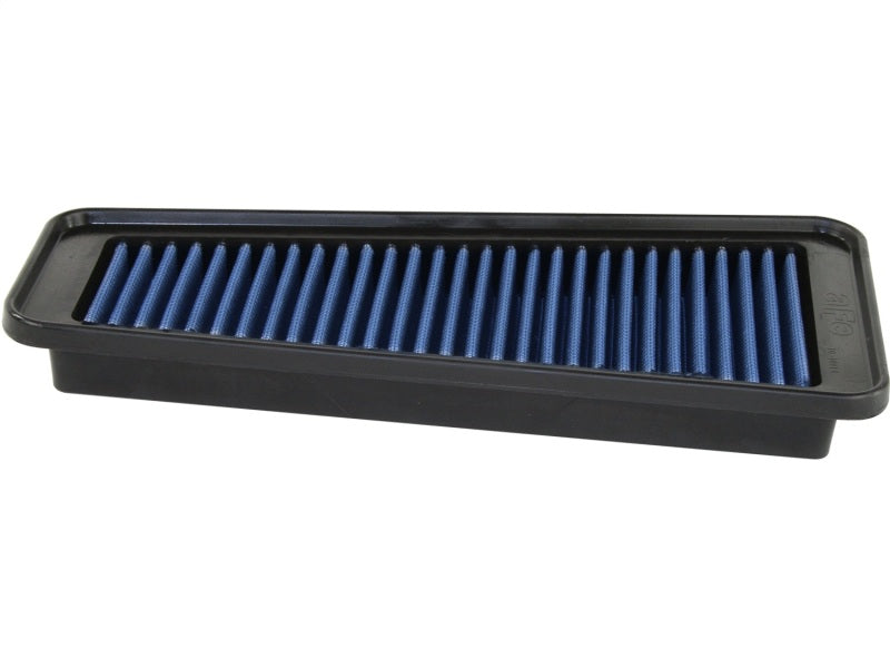 aFe MagnumFLOW Air Filter for Toyota Tacoma 05-12 V6-4.0L, featuring a blue filter media in a black frame for enhanced airflow.