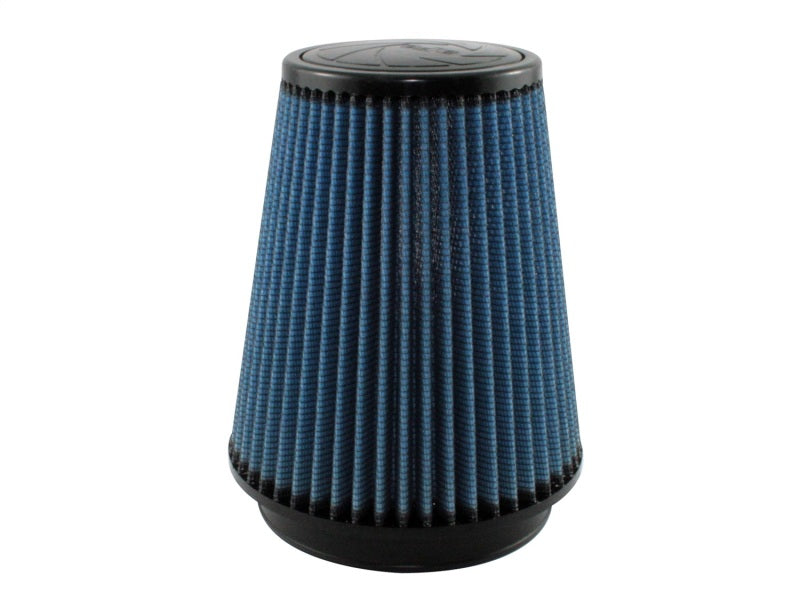 aFe MagnumFLOW Air Filter featuring a blue pleated design, optimized for improved airflow and engine performance.
