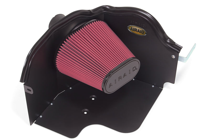 Airaid intake system for 2005-2007 Ford F-250/350 6.8L V-10, featuring a red filter and durable housing for improved airflow.