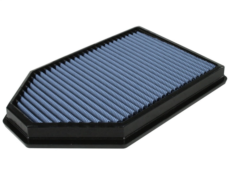 aFe MagnumFLOW OER Air Filter Pro 5R for 2011-2013 Dodge Challenger and Charger V6/V8, featuring a blue filter media.