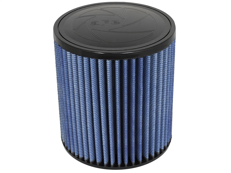aFe Magnum FLOW Pro 5R universal air filter with a cylindrical design, featuring a blue filter media and black top.