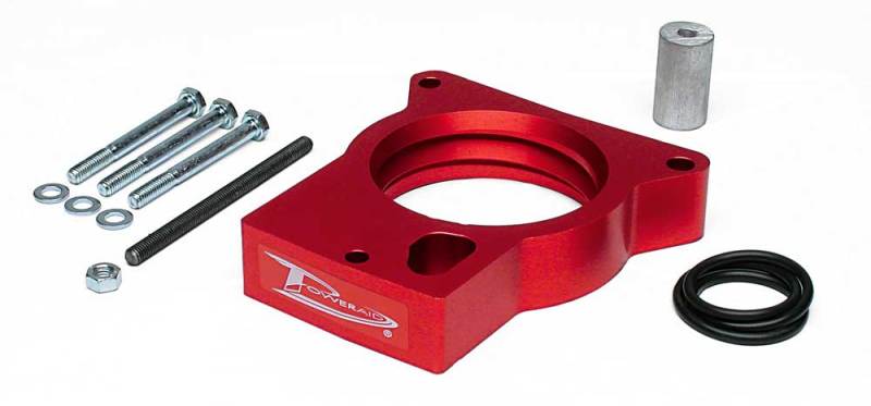 Airaid PowerAid throttle body spacer for 96-00 Chevy GMC C/K 350 Vortec with installation hardware included.