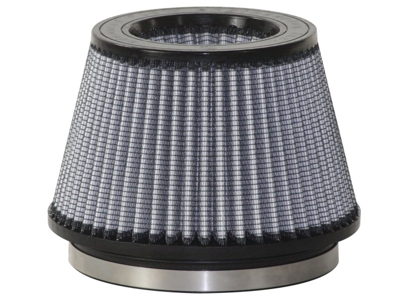 aFe MagnumFLOW Air Filter with a conical design, featuring a textured surface and a metal base for enhanced airflow.