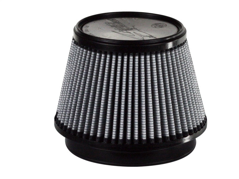 aFe MagnumFLOW Air Filter with a conical design, measuring 6 inches wide and 5 inches tall, enhances engine airflow.