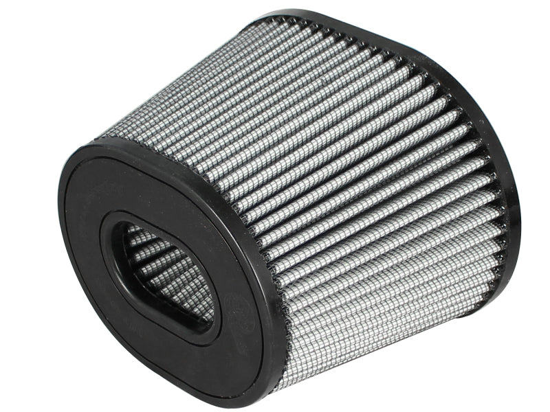 aFe MagnumFLOW Pro Dry S Air Filter featuring a conical design with a gray mesh exterior, designed for enhanced airflow and filtration.