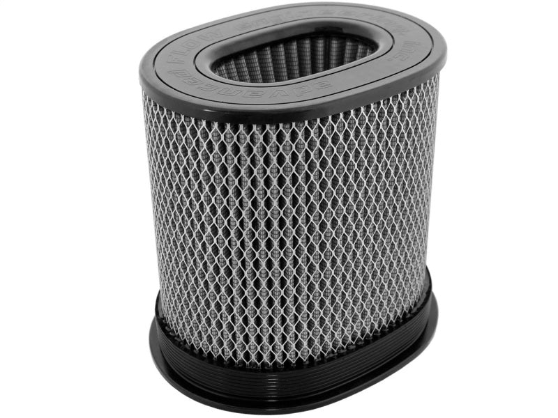 aFe MagnumFLOW HD Pro Dry S Oval air filter, designed for optimal airflow and filtration, measuring 7in x 4.75in x 9in.