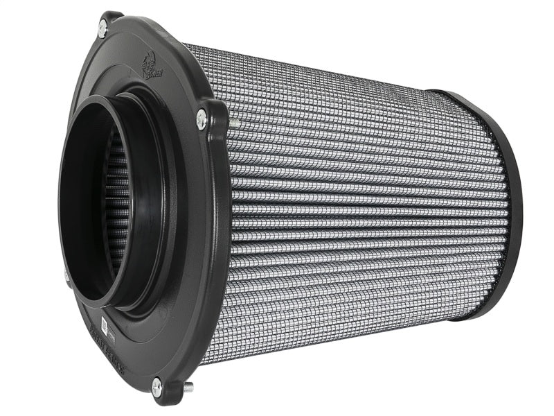 aFe Quantum Pro DRY S air filter with inverted top, featuring a 5-inch flange and 8-inch height for enhanced airflow and filtration.