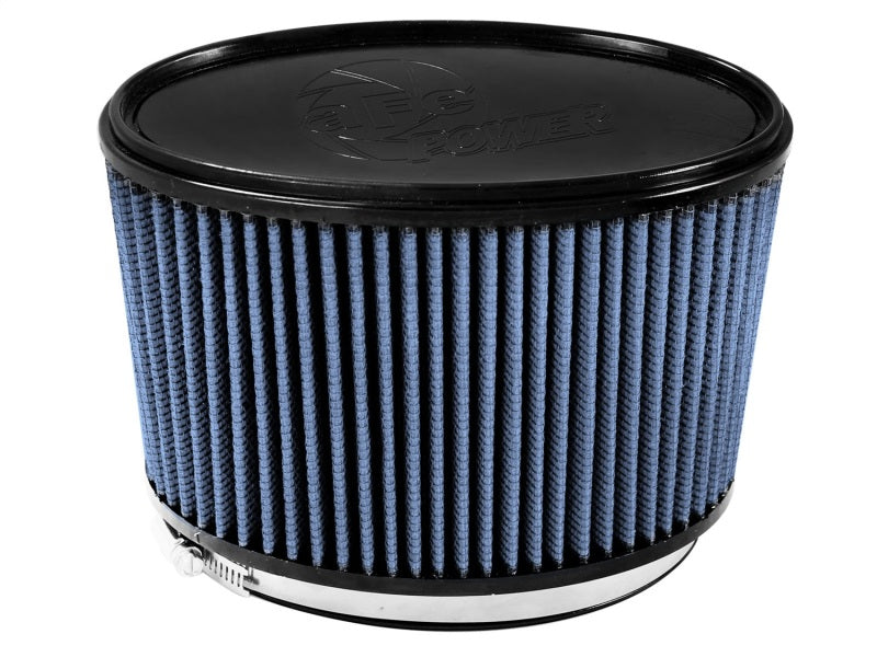 aFe MagnumFLOW Pro 5R universal air filter featuring a cylindrical design with blue pleated media and a black top.