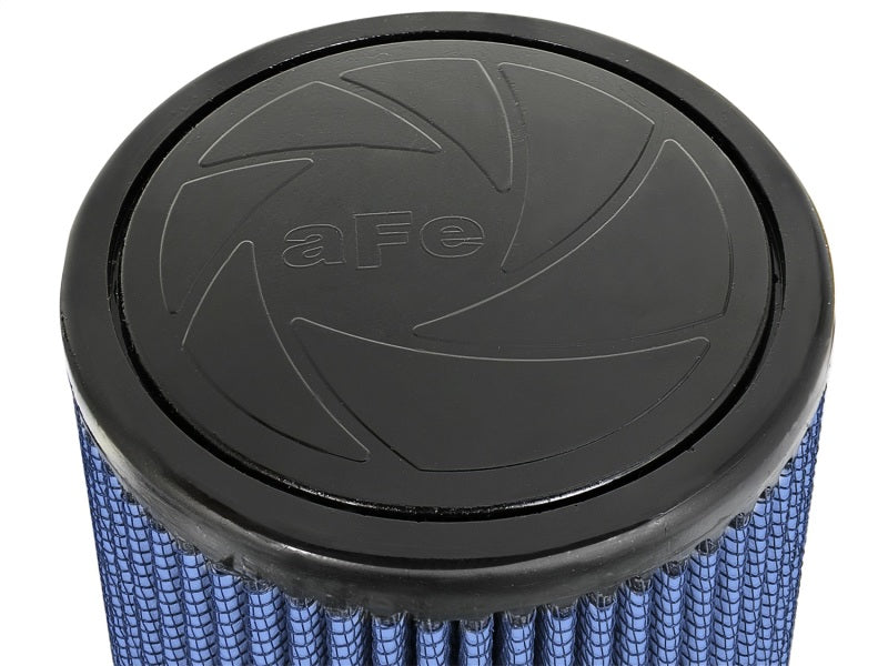 aFe Magnum FLOW Pro 5R universal clamp-on air filter with a blue mesh design and black top, measuring 9 inches high.