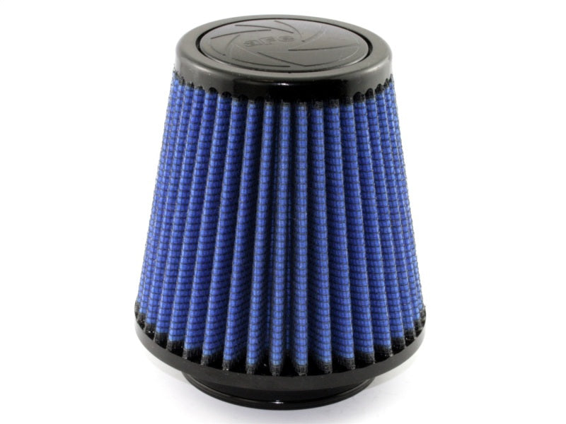 aFe MagnumFLOW Air Filter with a blue pleated design, enhancing airflow and engine performance for trucks and SUVs.
