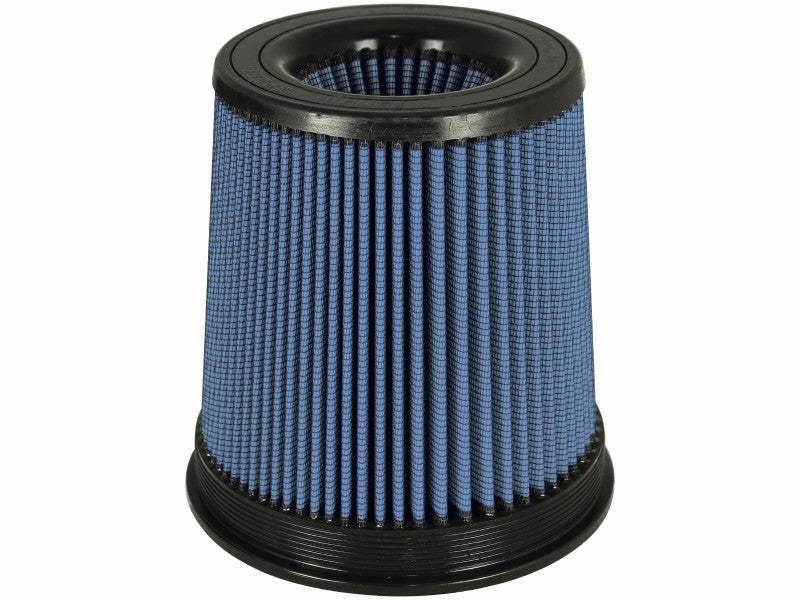 aFe Momentum Intake Air Filter Pro 5R features inverted design with blue filter media, enhancing airflow and engine performance.