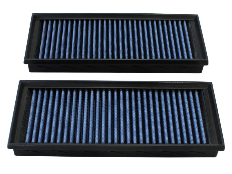 aFe MagnumFLOW air filters designed for 2011-2014 Mercedes-Benz AMG CL63/E63/S63 V8-5.5L, featuring a blue filter media.