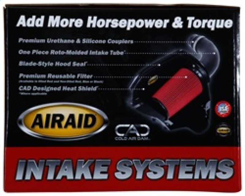 Airaid CAD intake system for 05-11 Dodge Dakota and 06-09 Mitsu Raider, featuring oiled red media and premium components.