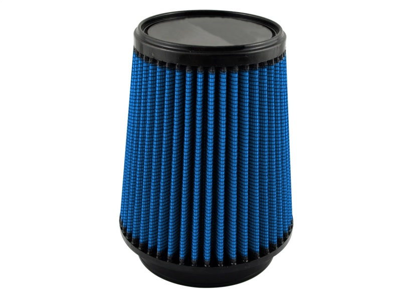 aFe MagnumFLOW Air Filter with a blue pleated design, measuring 4-1/2 inches in diameter and 7 inches in height.