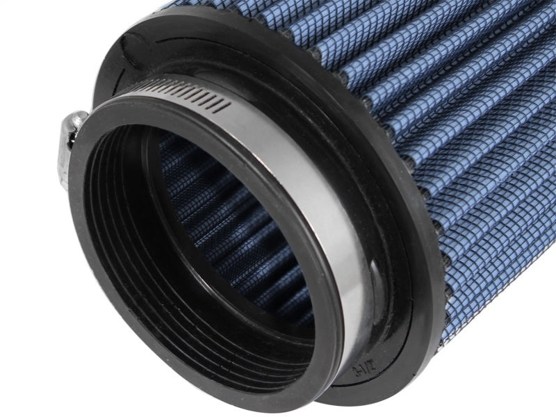 aFe MagnumFLOW Pro 5R intake replacement air filter featuring a blue mesh design and black rubber base for optimal airflow.