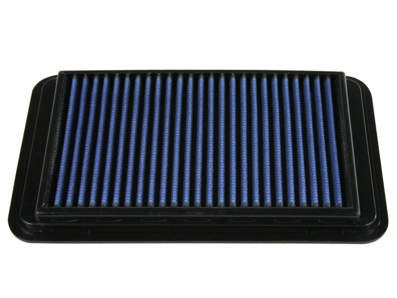 aFe MagnumFLOW Air Filter for Toyota Camry 02-06 and Highlander 01-12, featuring a blue filter media for enhanced airflow.