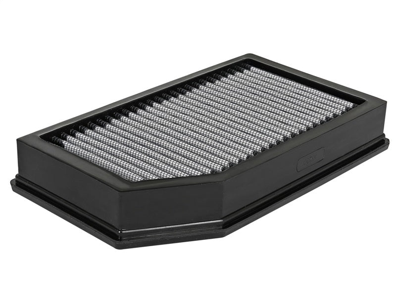 aFe Magnum FLOW Pro DRY S replacement air filter for 2018 and newer Jeep Wrangler JL V6 3.6L, designed for improved airflow.