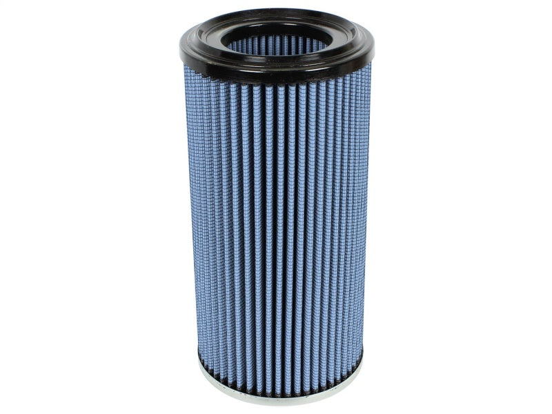 aFe MagnumFLOW Air Filter featuring a cylindrical design with blue pleated media, measuring 6OD x 3-1/2ID x 12-5/16H.