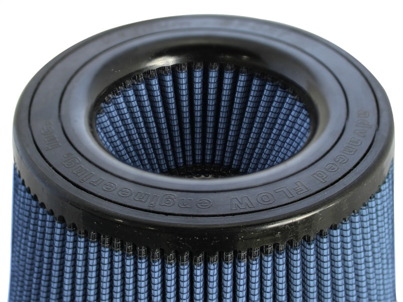aFe Magnum FLOW Pro 5R air filter featuring a blue mesh design with a black rubber base for enhanced airflow and filtration.
