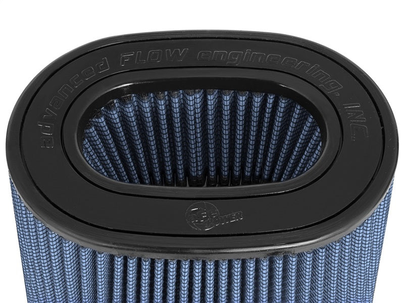 aFe MagnumFLOW Pro 5R OE replacement air filter featuring a dual design with a blue mesh exterior and black frame.