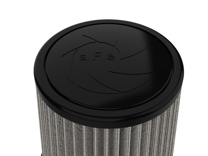 aFe MagnumFLOW Pro Dry S Air Filter featuring a black top and pleated filter design for enhanced airflow and filtration.