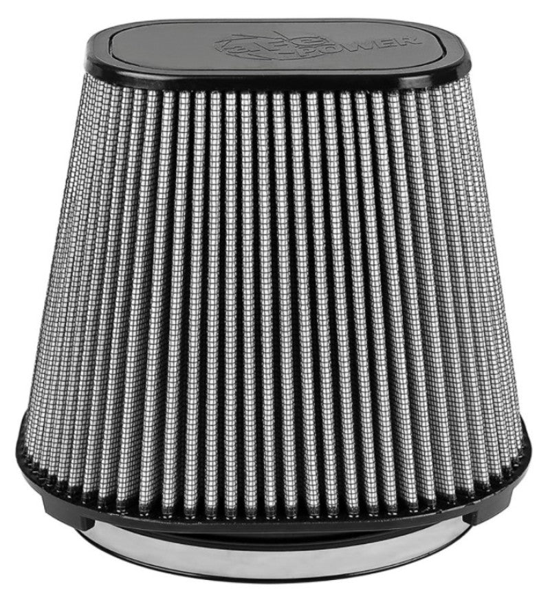 aFe TrackSeries air filter with PDS media, featuring a tapered design for optimal airflow and performance in vehicles.