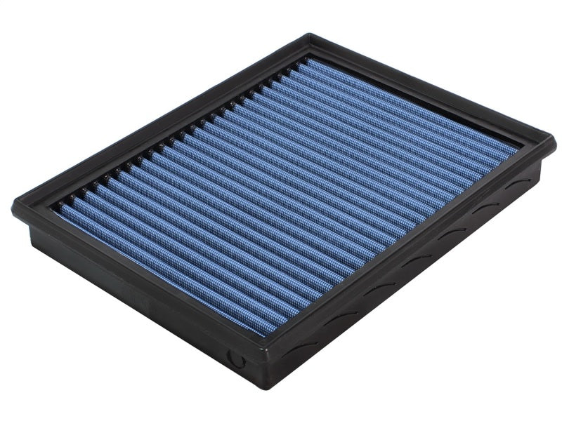 aFe MagnumFLOW Air Filter for Ford Mustang 86-93 V8, featuring a blue filter media in a sturdy black frame.