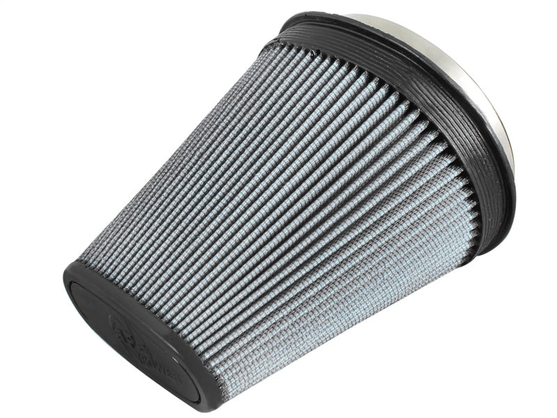 aFe Magnum FLOW Air Filter Pro DRY S with a conical design, featuring a durable construction for improved airflow and filtration.