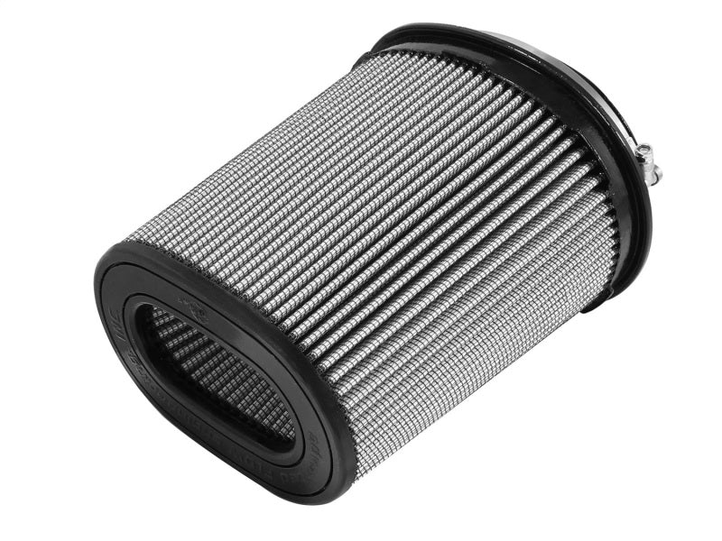 aFe MagnumFLOW ProDry S air filter with a cylindrical design, featuring a durable mesh exterior and rubber sealing.