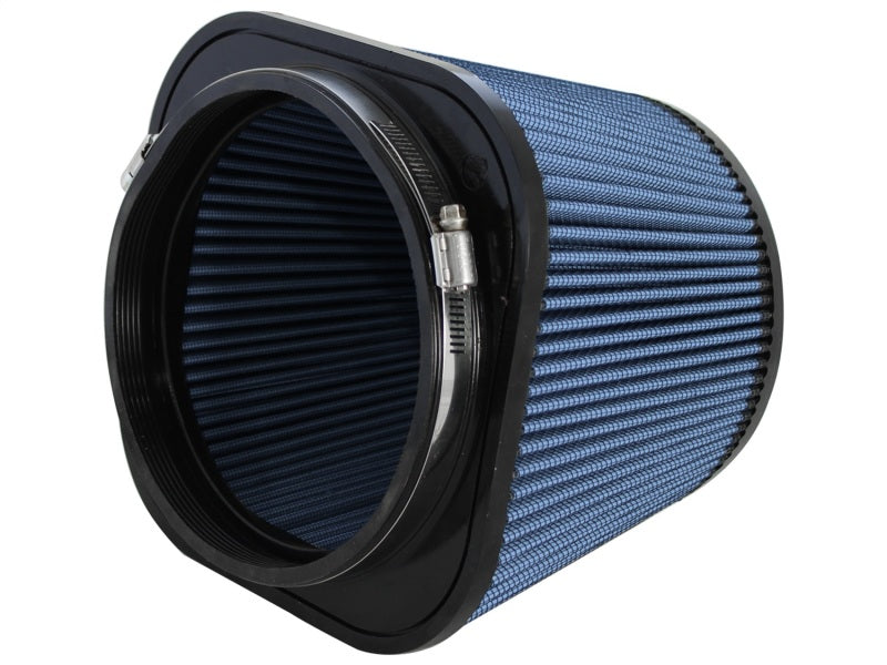 aFe Magnum FLOW Pro 5R Air Filter featuring a blue mesh design, optimized for enhanced airflow and engine performance.
